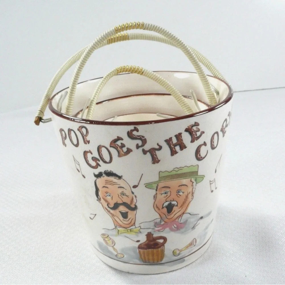 Vintage 50’s TILSO 3-pcs Hand-painted Ceramic Snack Bucket #0301265